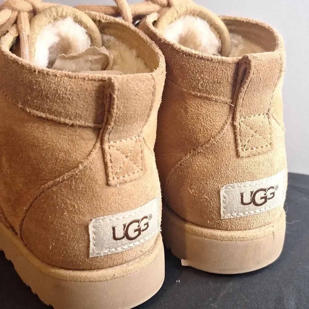 UGG Bethany chestnut suede lace up booties boots shoes size 5